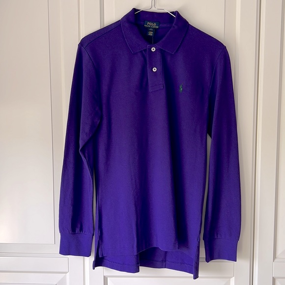 RALPH LAUREN. LARGE (14-16) Boys. 100% cotton, rich purple. Green POLO logo. - Picture 2 of 5